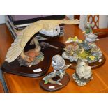 4 VARIOUS BIRD ORNAMENTS, BORDER FINE ARTS ETC