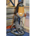 NOVELTY CAT TABLE LAMP WITH GLASS SHADE