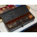 VINTAGE LEATHER BOUND TRAVEL STATIONARY BOX