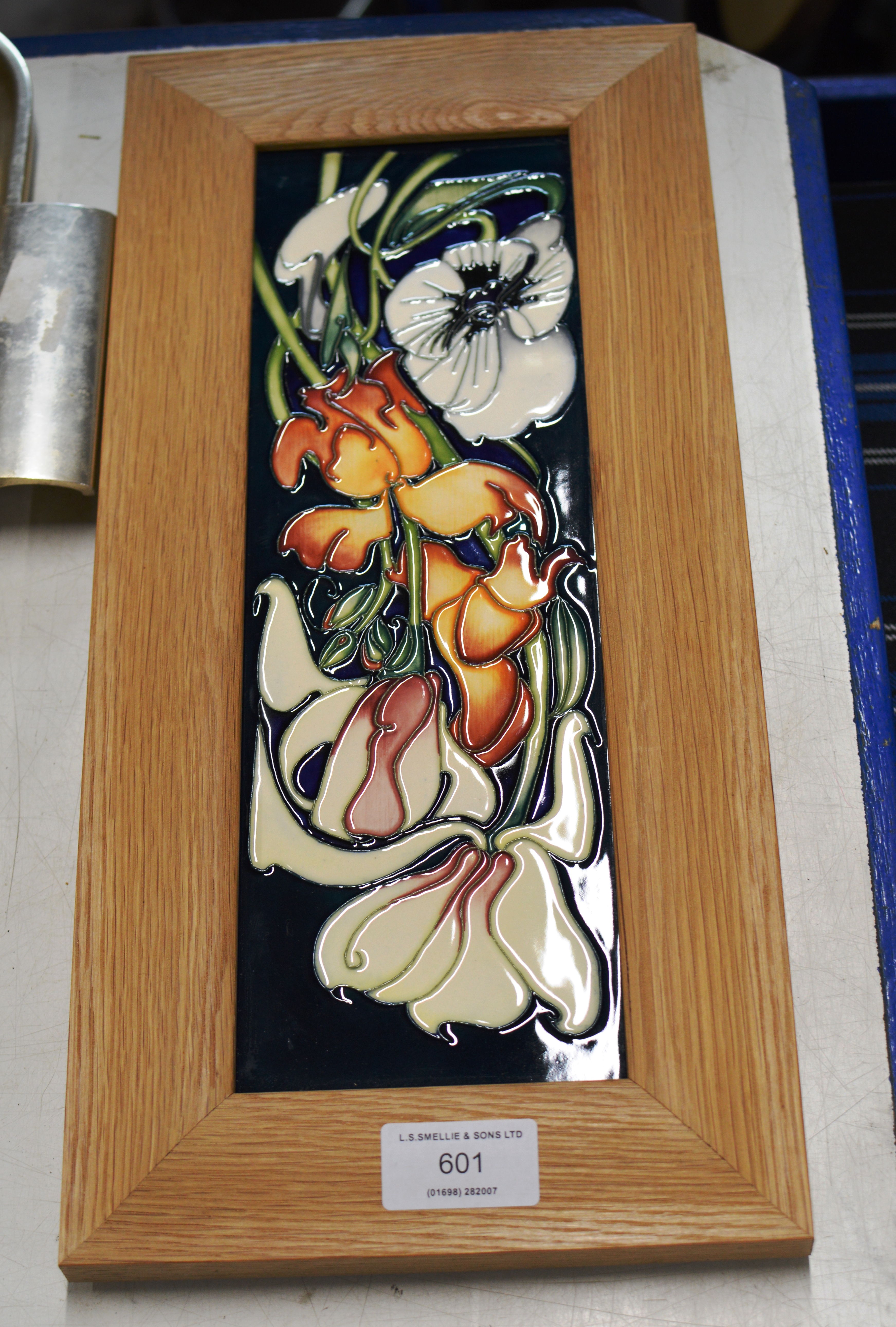 FRAMED MOORCROFT POTTERY PLAQUE