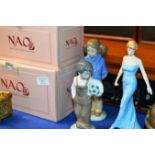 2 NAO FIGURINE ORNAMENTS WITH BOXED & ROYAL DOULTON DIANA FIGURINE