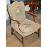 VICTORIAN MAHOGANY FRAMED ARM CHAIR