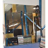 MODERN SQUARE WALL MIRROR & AFRICAN STYLE WALKING STICK