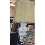 LARGE POTTERY LAMP WITH SHADE