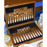 CANTEEN OF MOTHER OF PEARL HANDLED KNIVES & FORKS