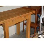 MODERN OAK FOLD OVER TABLE & MODERN OCCASIONAL TABLE