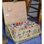 SEWING BOX WITH VARIOUS SEWING ACCESSORIES