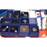 TRAY WITH VARIOUS BOXED SWAROVSKI ORNAMENTS