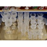 TRAY WITH VARIOUS EDINBURGH CRYSTAL THISTLE GLASSES COMPRISING A SET OF 6 STEM GLASSES, SET OF 6