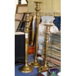 SET OF 3 LARGE GRADUATED BRASS CANDLE STICKS