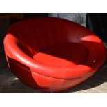 LARGE RED LEATHER EASY CHAIR