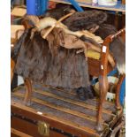 MAHOGANY PIANO STOOL & VARIOUS FURS