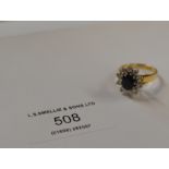 18 CARAT GOLD SAPPHIRE & DIAMOND LADIES RING - APPROXIMATE WEIGHT = 5.4 GRAMS