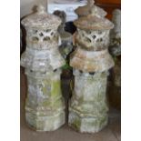 PAIR OF CHIMNEY POT PLANTERS WITH TOPS