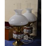 PAIR OF CONVERTED PARAFFIN LAMPS