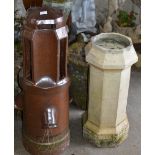 CLAY GLAZED CHIMNEY POT BY RUSSELL NEWMAINS & 1 OTHER CHIMNEY POT