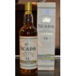 SCAPA 12 YEAR OLD SINGLE MALT SCOTCH WHISKY FROM THE ISLANDS OF ORKNEY, WITH PRESENTATION BOX -