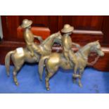 PAIR OF BRASS HORSE & RIDER DISPLAYS