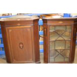 GEORGIAN INLAID MAHOGANY CORNER DISPLAY CABINET