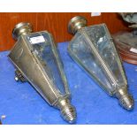 PAIR OF ART DECO STYLE CHROME FINISHED COACH STYLE LAMPS