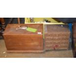 SEWING MACHINE IN WOODEN CASE & SMALL 12 DRAWER CHEST WITH VARIOUS SEWING ACCESSORIES