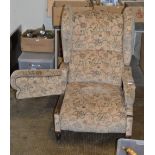 OLD GEORGIAN RECLINING ARM CHAIR WITH ADJUSTABLE SWING ARMS