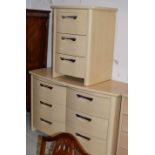 MODERN SIDE BY SIDE 6 DRAWER CHEST WITH MATCHING 3 DRAWER BEDSIDE CHEST