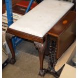 MAHOGANY PADDED STOOL ON BALL & CLAW FEET & MAHOGANY SUTHERLAND STYLE TABLE