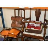 MAHOGANY OCCASIONAL TABLE & 2 MAHOGANY CHAIRS VARIOUS