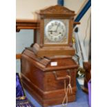 VINTAGE SEWING MACHINE & OAK CASED CLOCK