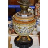 DECORATIVE OLD POTTERY PARAFFIN LAMP