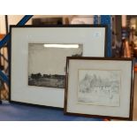 FRAMED ETCHING & 1 OTHER PICTURE