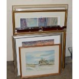 VARIOUS FRAMED PICTURES, ORIENTAL STYLE PLAQUES ETC