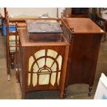 MAHOGANY POT CUPBOARD, FLIP TOP BOX, 2 TOWEL RAILS ETC