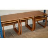 TEAK COFFEE TABLE WITH 2 UNDER TABLES INSET & 1 OTHER TEAK TABLE