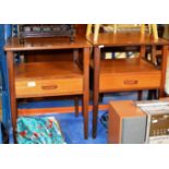 PAIR OF MID-CENTURY TEAK SINGLE DRAWER BEDSIDE TABLES