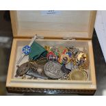 BOX WITH ASSORTED BADGES