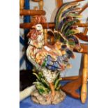 LARGE MAJOLICA STYLE COCKEREL DISPLAY