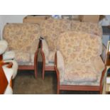 3 PIECE COUNTRY STYLE WOODEN FRAMED LOUNGE SUITE