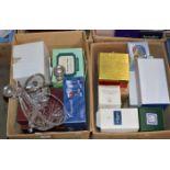 2 BOXES WITH ASSORTED CRYSTAL WARE, STEM GLASSES, CAITHNESS GLASS WARE ETC