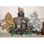 LARGE & HEAVY CAST IRON MILITARY STYLE COAT OF ARMS DISPLAY