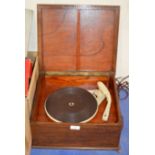 VINTAGE WOODEN CASED RECORD PLAYER
