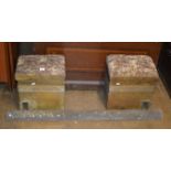 PAIR OF BRASS FIRESIDE HEARTH SEATS