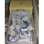 BOXED LEONARDO POLAR BEAR GROUP & BOX WITH ASSORTED DELFT STYLE BLUE & WHITE POTTERY