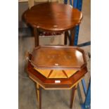 INLAID MAHOGANY OCCASIONAL TABLE, 1 OTHER TABLE & DECORATIVE TRAY