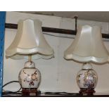 PAIR OF ORIENTAL STYLE GINGER JAR TABLE LAMPS WITH SHADES