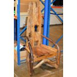 LARGE DRIFTWOOD HIGH BACK ARM CHAIR