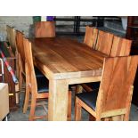 RUSTIC STYLE DINING TABLE WITH 8 MATCHING CHAIRS