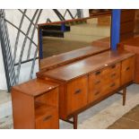 MID-CENTURY TEAK DRESSING TABLE WITH MATCHING BEDSIDE CABINET