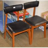 PAIR OF MID-CENTURY TEAK CHAIRS WITH PADDED SEATS & BACKS